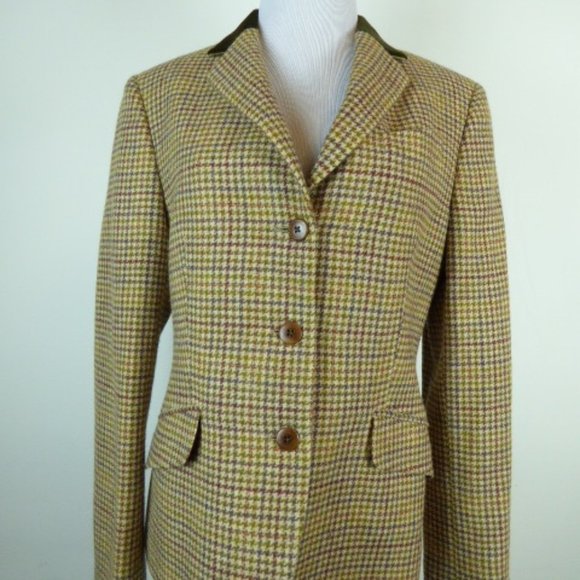Brooks Brothers Blazer chesterfield houndstooth plaid velvet collar wool 10 - Picture 1 of 10